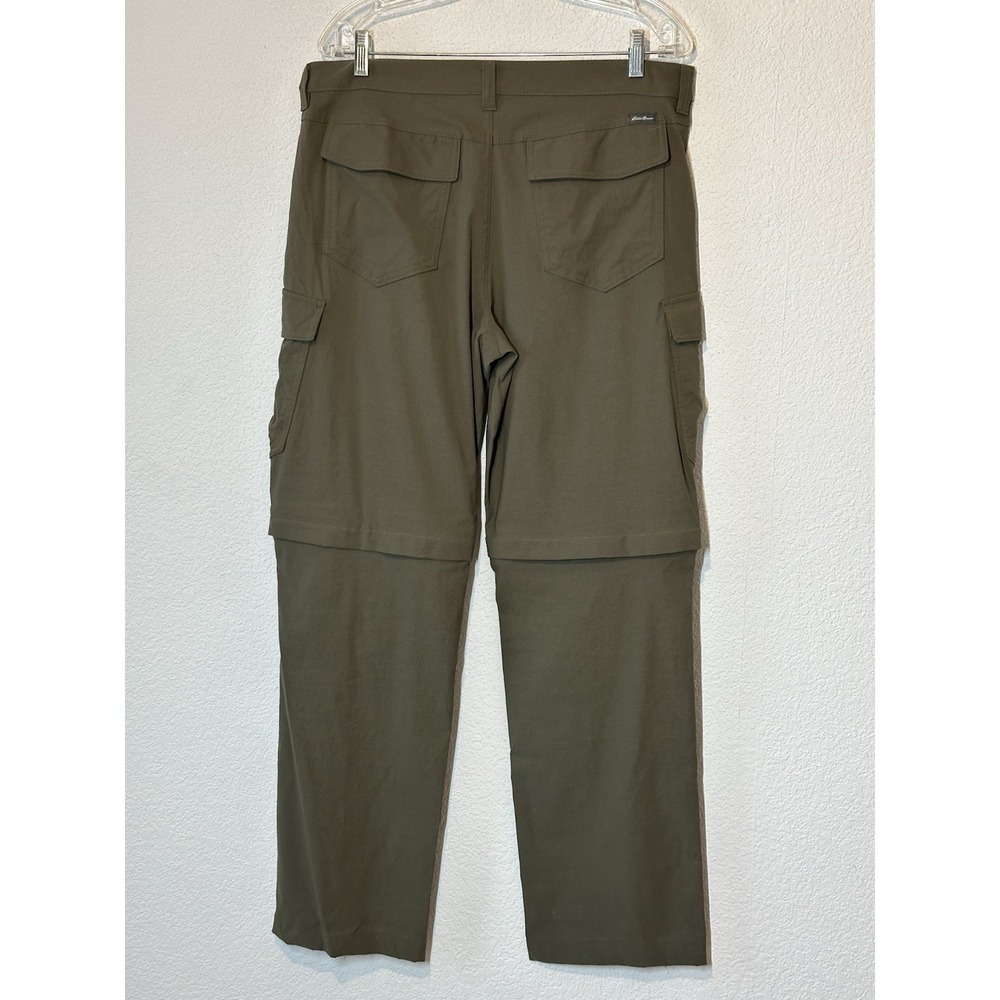 Eddie Bauer Green Convertible Cargo Pants Nylon Cargo Stretch Men Measures 35x31